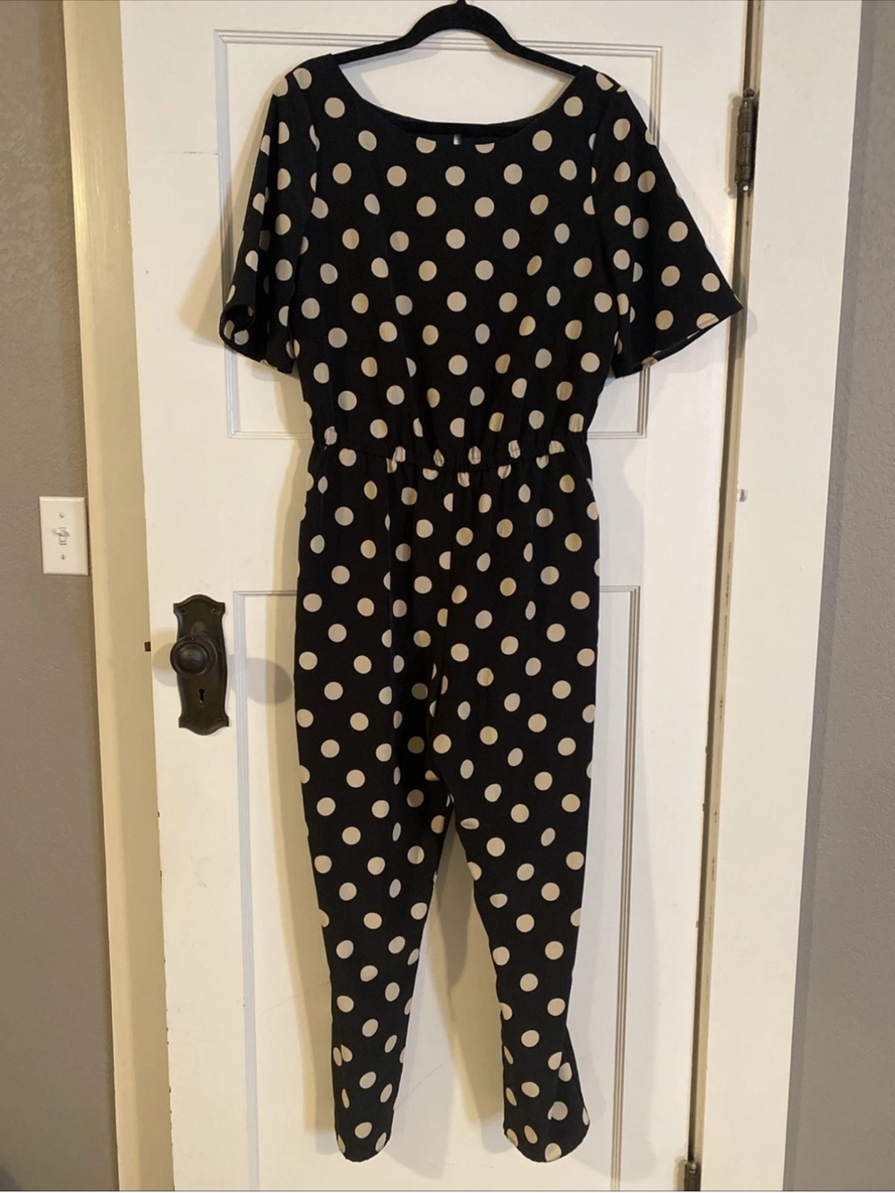 Anthropologie Polka Dot Black & Cream Jumpsuit